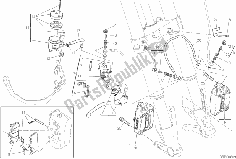 Wszystkie części do Przedni Uk? Ad Hamulcowy Ducati Multistrada 1260 Touring USA 2020